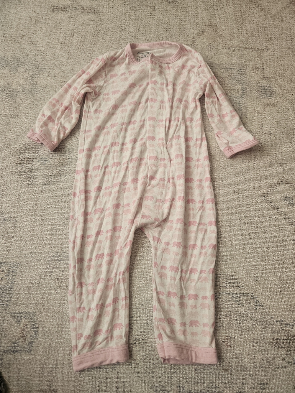 Magnetic Me Pink and White Elephant Print One-Piece